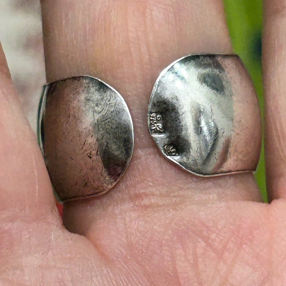 Vintage Stamped Signed Sterling Silver Wide Cuff Adjustable Ring - Picture 9 of 13